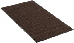 PRO-SAFE - 5 Ft. Long x 3 Ft. Wide, Poly Blended Carpet Surface, Chevron Ribbed Entrance Matting - 5/16 Inch Thick, Indoor, Medium Traffic, Vinyl, Brown, 4 Edged Side - Apex Tool & Supply