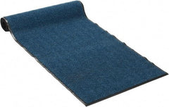 PRO-SAFE - 10 Ft. Long x 3 Ft. Wide, Poly Blended Carpet Surface, Chevron Ribbed Entrance Matting - 5/16 Inch Thick, Indoor, Medium Traffic, Vinyl, Blue, 4 Edged Side - Apex Tool & Supply