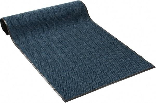 PRO-SAFE - 8 Ft. Long x 4 Ft. Wide, Poly Blended Carpet Surface, Chevron Ribbed Entrance Matting - 5/16 Inch Thick, Indoor, Medium Traffic, Vinyl, Blue, 4 Edged Side - Apex Tool & Supply