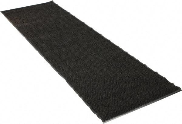 PRO-SAFE - 10 Ft. Long x 3 Ft. Wide, Poly Blended Carpet Surface, Chevron Ribbed Entrance Matting - 5/16 Inch Thick, Indoor, Medium Traffic, Vinyl, Charcoal, 4 Edged Side - Apex Tool & Supply