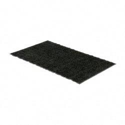 PRO-SAFE - 5 Ft. Long x 3 Ft. Wide, Poly Blended Carpet Surface, Chevron Ribbed Entrance Matting - 5/16 Inch Thick, Indoor, Medium Traffic, Vinyl, Charcoal, 4 Edged Side - Apex Tool & Supply