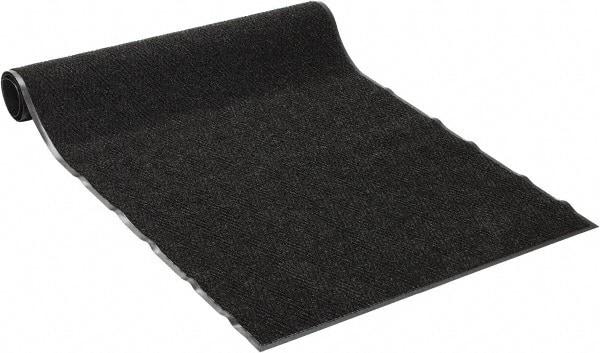 PRO-SAFE - 8 Ft. Long x 4 Ft. Wide, Poly Blended Carpet Surface, Chevron Ribbed Entrance Matting - 5/16 Inch Thick, Indoor, Medium Traffic, Vinyl, Charcoal, 4 Edged Side - Apex Tool & Supply