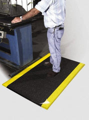 PRO-SAFE - 20' Long x 3' Wide, Dry Environment, Anti-Fatigue Matting - Black with Yellow Borders, Urethane with Vinyl Sponge Base, Beveled on 4 Sides - Apex Tool & Supply