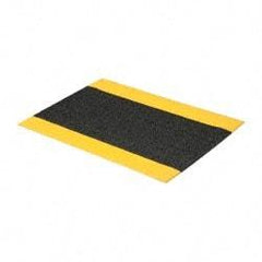 PRO-SAFE - 3' Long x 2' Wide, Dry Environment, Anti-Fatigue Matting - Black with Yellow Borders, Urethane with Vinyl Sponge Base, Beveled on 4 Sides - Apex Tool & Supply