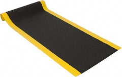 PRO-SAFE - 12' Long x 3' Wide, Dry Environment, Anti-Fatigue Matting - Black with Yellow Borders, Urethane with Vinyl Sponge Base, Beveled on 4 Sides - Apex Tool & Supply