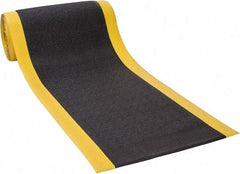 PRO-SAFE - 60' Long x 3' Wide, Dry Environment, Anti-Fatigue Matting - Black with Yellow Borders, Urethane with Vinyl Sponge Base, Beveled on 4 Sides - Apex Tool & Supply