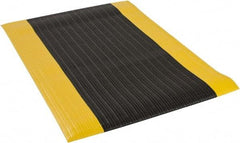 PRO-SAFE - 3' Long x 2' Wide, Dry Environment, Anti-Fatigue Matting - Black with Yellow Borders, Vinyl with Vinyl Sponge Base, Beveled on 4 Sides - Apex Tool & Supply