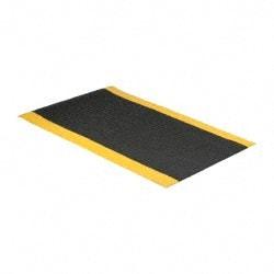 PRO-SAFE - 5' Long x 3' Wide, Dry Environment, Anti-Fatigue Matting - Black with Yellow Borders, Vinyl with Vinyl Sponge Base, Beveled on 4 Sides - Apex Tool & Supply