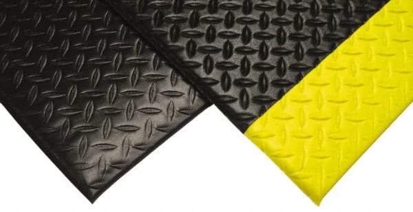 PRO-SAFE - 60' Long x 2' Wide, Dry Environment, Anti-Fatigue Matting - Black, Vinyl with Vinyl Sponge Base, Beveled on 4 Sides - Apex Tool & Supply