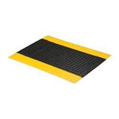 PRO-SAFE - 3' Long x 2' Wide, Dry Environment, Anti-Fatigue Matting - Black with Yellow Borders, Vinyl with Vinyl Sponge Base, Beveled on 4 Sides - Apex Tool & Supply