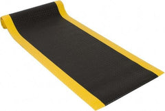 PRO-SAFE - 12' Long x 3' Wide, Dry Environment, Anti-Fatigue Matting - Black with Yellow Borders, Vinyl with Vinyl Sponge Base, Beveled on 4 Sides - Apex Tool & Supply