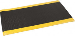 Anti-Fatigue Mat: 2' Length, 2' Wide, 9/16″ Thick, Vinyl, Beveled Edge, Heavy-Duty Diamond Plate, Black & Yellow, Dry