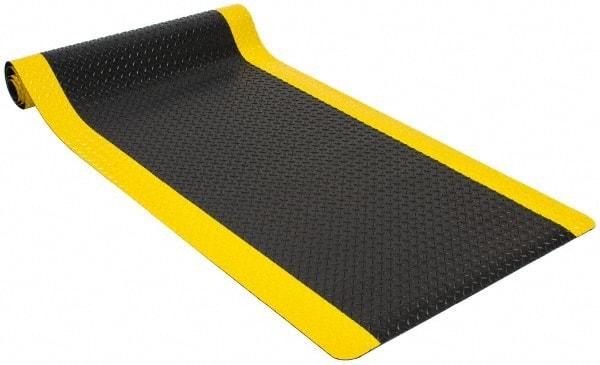 PRO-SAFE - 17' Long x 3' Wide, Dry Environment, Anti-Fatigue Matting - Black & Yellow, Vinyl with Vinyl Sponge Base, Beveled on 4 Sides - Apex Tool & Supply