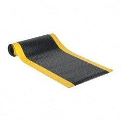 PRO-SAFE - 12' Long x 3' Wide, Dry Environment, Anti-Fatigue Matting - Black with Yellow Borders, Vinyl with Vinyl Sponge Base, Beveled on 4 Sides - Apex Tool & Supply