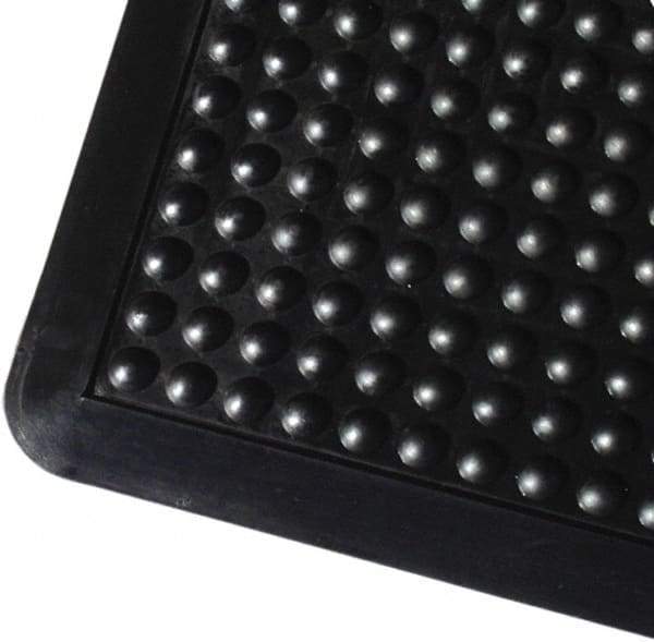 PRO-SAFE - 4' Long x 3' Wide, Dry Environment, Anti-Fatigue Matting - Black, Natural Rubber with Rubber Base, Rounded on 4 Sides - Apex Tool & Supply