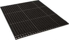 PRO-SAFE - 3' Long, Dry/Wet Environment, Anti-Fatigue Matting - Black, SBR Rubber with Rubber Base, Straight - Apex Tool & Supply