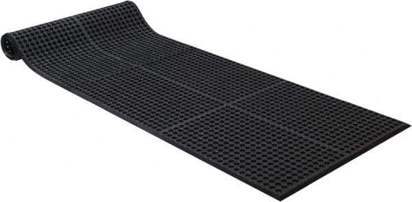 PRO-SAFE - 10' Long x 3' Wide, Dry/Wet Environment, Anti-Fatigue Matting - Black, SBR Rubber with Rubber Base, Beveled on 4 Sides - Apex Tool & Supply