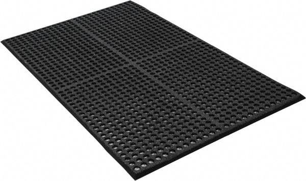PRO-SAFE - 5' Long x 3' Wide, Dry/Wet Environment, Anti-Fatigue Matting - Black, SBR Rubber with Rubber Base, Beveled on 4 Sides - Apex Tool & Supply