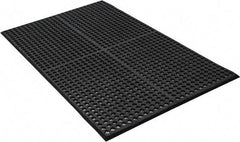 PRO-SAFE - 5' Long x 3' Wide, Dry/Wet Environment, Anti-Fatigue Matting - Black, SBR Rubber with Rubber Base, Beveled on 4 Sides - Apex Tool & Supply
