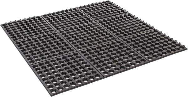 PRO-SAFE - 3' Long x 3' Wide x 5/8" Thick, Anti-Fatigue Modular Matting Tiles - 2 Interlocking Sides, Black, For Dry & Wet Areas, Series Pro-Safe - Apex Tool & Supply