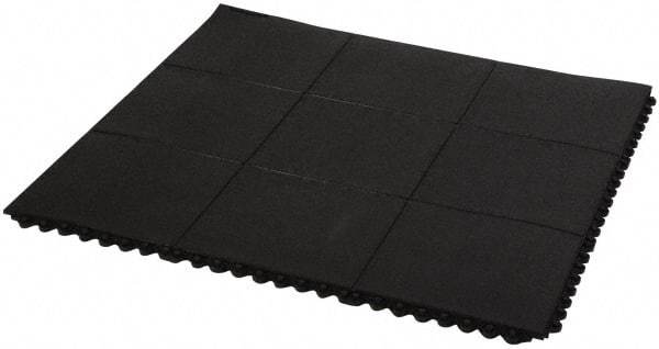 PRO-SAFE - 3' Long x 3' Wide x 5/8" Thick, Anti-Fatigue Modular Matting Tiles - 2 Interlocking Sides, Black, For Dry & Wet Areas, Series Pro-Safe - Apex Tool & Supply