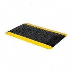 PRO-SAFE - 3' Long x 2' Wide, Dry Environment, Anti-Fatigue Matting - Black with Yellow Borders, Vinyl with Vinyl Sponge Base, Beveled on 4 Sides - Apex Tool & Supply