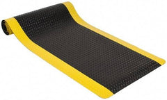 PRO-SAFE - 10' Long x 3' Wide, Dry Environment, Anti-Fatigue Matting - Black with Yellow Borders, Vinyl with Vinyl Sponge Base, Beveled on 4 Sides - Apex Tool & Supply