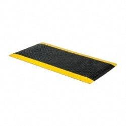 PRO-SAFE - 5' Long x 3' Wide, Dry Environment, Anti-Fatigue Matting - Black with Yellow Borders, Vinyl with Vinyl Sponge Base, Beveled on 4 Sides - Apex Tool & Supply