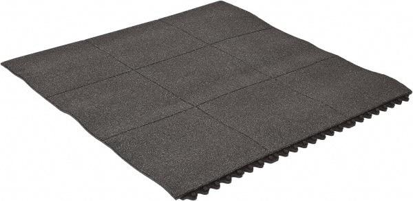 PRO-SAFE - 3' Long x 3' Wide x 5/8" Thick, Anti-Fatigue Modular Matting Tiles - 2 Interlocking Sides, Black, For Dry & Wet Areas, Series Pro-Safe - Apex Tool & Supply