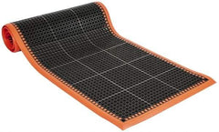 PRO-SAFE - 10' Long x 3' Wide, Dry/Wet Environment, Anti-Fatigue Matting - Black with Orange Borders, Natural Rubber with Rubber Base, Beveled on 4 Sides - Apex Tool & Supply