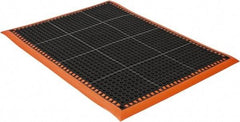 PRO-SAFE - 3' Wide, Dry/Wet Environment, Anti-Fatigue Matting - Black with Orange Borders, Natural Rubber with Rubber Base, Beveled on 4 Sides - Apex Tool & Supply