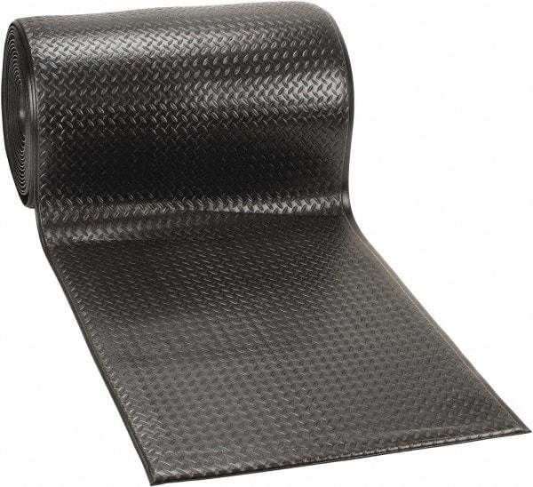 PRO-SAFE - 60' Long x 3' Wide, Dry Environment, Anti-Fatigue Matting - Black, Vinyl with Vinyl Sponge Base, Beveled on 4 Sides - Apex Tool & Supply