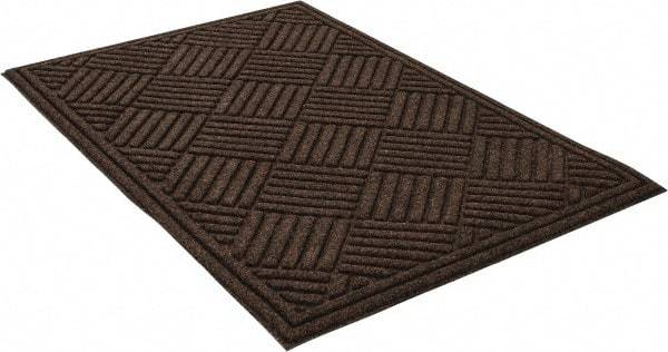 PRO-SAFE - 3 Ft. Long x 2 Ft. Wide, Poly Blended Carpet Surface, Raised Diamond Pattern Entrance Matting - 1/4 Inch Thick, Indoor, Heavy Traffic, Recycled Rubber, Walnut - Apex Tool & Supply