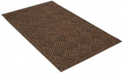 PRO-SAFE - 5 Ft. Long x 3 Ft. Wide, Poly Blended Carpet Surface, Raised Diamond Pattern Entrance Matting - 1/4 Inch Thick, Indoor, Heavy Traffic, Recycled Rubber, Walnut - Apex Tool & Supply