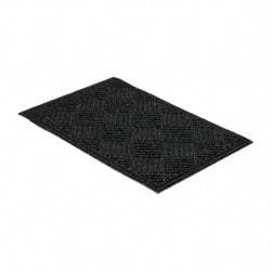 PRO-SAFE - 3 Ft. Long x 2 Ft. Wide, Poly Blended Carpet Surface, Raised Diamond Pattern Entrance Matting - 1/4 Inch Thick, Indoor, Heavy Traffic, Recycled Rubber, Black - Apex Tool & Supply