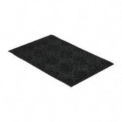PRO-SAFE - 3 Ft. Long x 2 Ft. Wide, Poly Blended Carpet Surface, Raised Diamond Pattern Entrance Matting - 1/4 Inch Thick, Indoor, Heavy Traffic, Recycled Rubber, Black - Apex Tool & Supply
