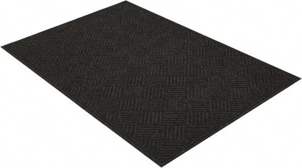 PRO-SAFE - 6 Ft. Long x 4 Ft. Wide, Poly Blended Carpet Surface, Raised Diamond Pattern Entrance Matting - 1/4 Inch Thick, Indoor, Heavy Traffic, Recycled Rubber, Black - Apex Tool & Supply