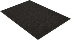 PRO-SAFE - 6 Ft. Long x 4 Ft. Wide, Poly Blended Carpet Surface, Raised Diamond Pattern Entrance Matting - 1/4 Inch Thick, Indoor, Heavy Traffic, Recycled Rubber, Black - Apex Tool & Supply