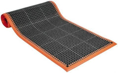 PRO-SAFE - 10' Long x 3' Wide, Dry/Wet Environment, Anti-Fatigue Matting - Black with Orange Borders, Natural Rubber with Rubber Base, Beveled on 4 Sides - Apex Tool & Supply