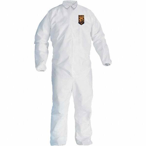 KleenGuard - Size L SMS General Purpose Coveralls - White, Zipper Closure, Elastic Cuffs, Elastic Ankles, Seamless - Apex Tool & Supply