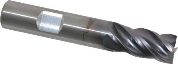 Kennametal - 1/2", 1" LOC, 1/2" Shank Diam, 3" OAL, 4 Flute, Solid Carbide Square End Mill - Single End, AlTiN Finish, Spiral Flute, 38° Helix, Centercutting, Right Hand Cut, Right Hand Flute, Series HPHV - Apex Tool & Supply