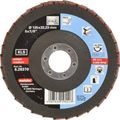 Metabo - 120 Grit, 5" Disc Diam, 7/8" Center Hole, Type 27 Aluminum Oxide Flap Disc - 12,200 Max RPM, Nylon Backing, Coated & Non-Woven Combo - Apex Tool & Supply