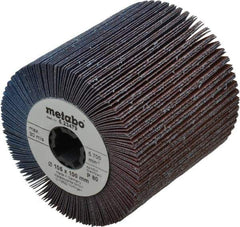 Metabo - 4" Diam, 80 Grit Zirconia Alumina Flap Wheel - 5/8" Hole, 4" Wide, Coated, Medium Grade - Apex Tool & Supply