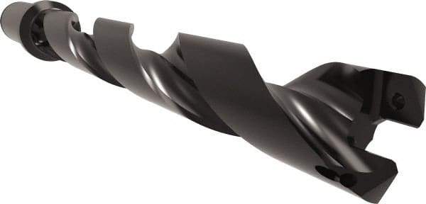 Allied Machine and Engineering - Series 24, 24 to 26mm Diam, 1" Diam Straight Shank with Flange, Helical Flute Spade Drill - 7-11/64" Max Depth, 8-37/64" Body Length, 10-55/64" OAL, Standard Length, Through Coolant - Apex Tool & Supply