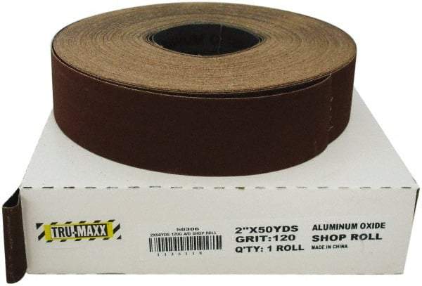 Tru-Maxx - 2" x 50 Yd 280 Grit Aluminum Oxide Cloth Roll - Very Fine Grade, J Weighted Backing - Apex Tool & Supply