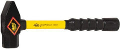 NUPLA - 3 Lb Head Forged Steel Cross Pein Hammer - 14" Fiberglass Handle, 1-5/8" Face Diam, 14" OAL - Apex Tool & Supply