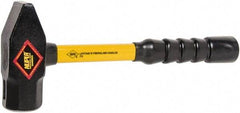 NUPLA - 4 Lb Head Forged Steel Cross Pein Hammer - 14" Fiberglass Handle, 1-3/4" Face Diam, 14" OAL - Apex Tool & Supply