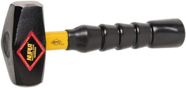 NUPLA - 3 Lb Head, 10" Long Drilling Hammer - Steel Head, 1-27/64" Face Diam, Fiberglass Handle - Apex Tool & Supply