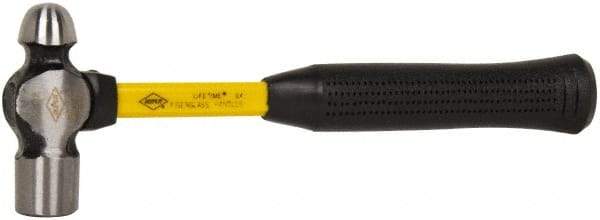 NUPLA - 3/4 Lb Head High Carbon Steel Ball Pein Hammer - 12" Fiberglass Handle, 1-1/8" Face Diam, 12" OAL, Fiberglass with Cushion Grip - Apex Tool & Supply