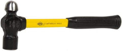 NUPLA - 1-1/2 Lb Head High Carbon Steel Ball Pein Hammer - 14" Fiberglass Handle, 1-21/64" Face Diam, 14" OAL, Fiberglass with Cushion Grip - Apex Tool & Supply